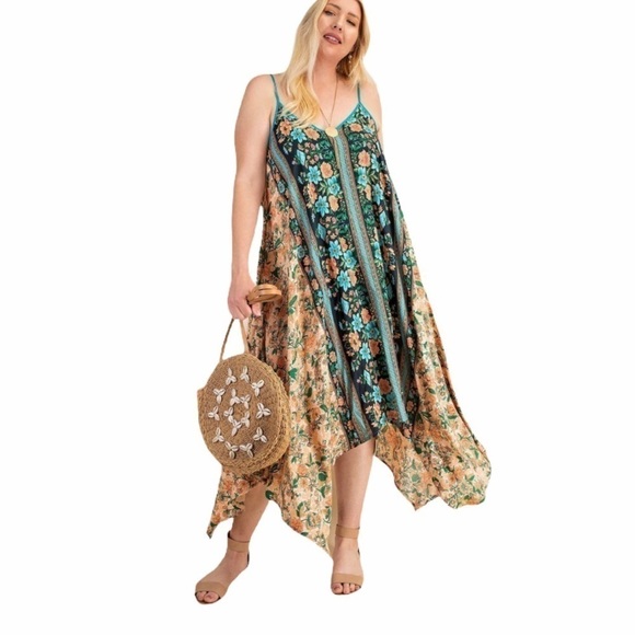 NWT Kori Flower Mixed Dress Handkerchief Hem med - Picture 9 of 13